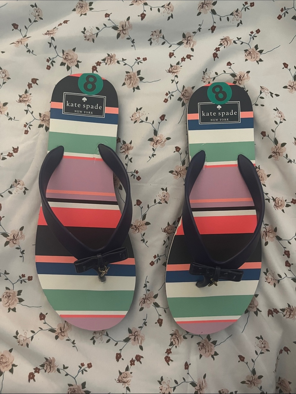 Kate Spade Striped Multicolor Flip Flops - Size 8